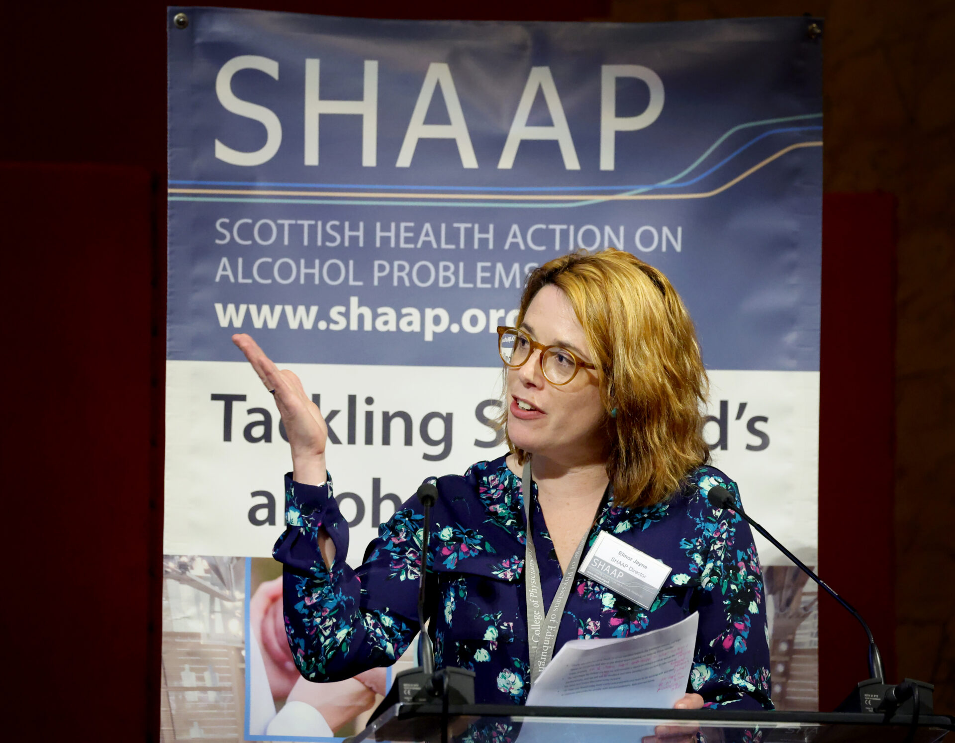 Elinor Jayne speaking at the SHAAP Alcohol (In)Justice Conference